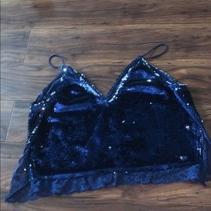 Free People Navy Sequins Tank